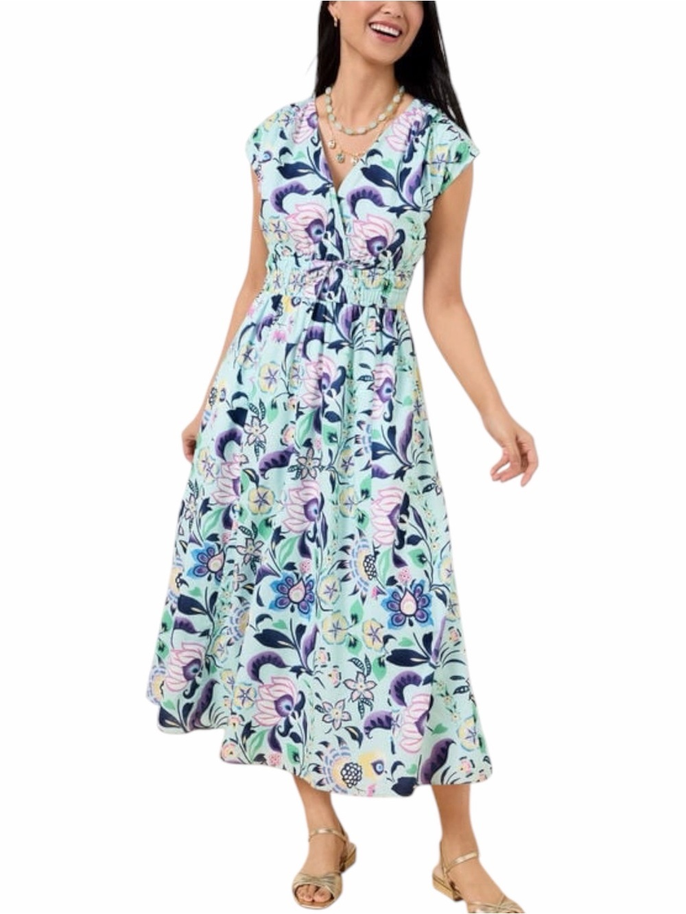 Talbots Blue Floral Voile Midi Summer Cotton Dress 2